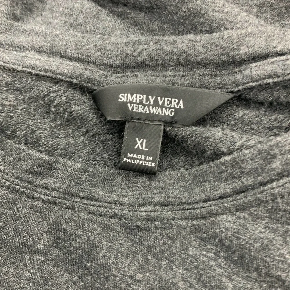 Simply Vera Wang Heather Grey Sweat Shirt XL - Picture 2 of 6